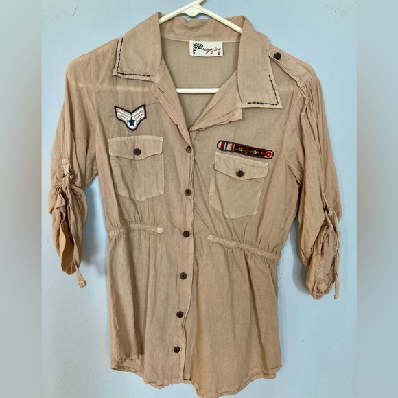 Magazine Military Style Button Down, Elasticated Waist & Roll Back Sleeves - S - Picture 2 of 5